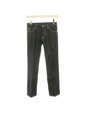 Louis Vuitton Denim Pants Jeans Flared Logo Embroidery Stitch Black 34
